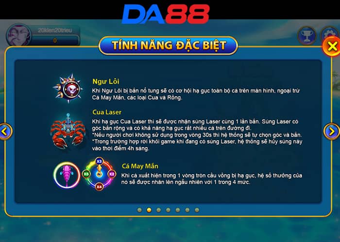 Các tính năng đặc biệt trong trò chơi Chúa Tể Đại Dương tại Bắn Cá DA88