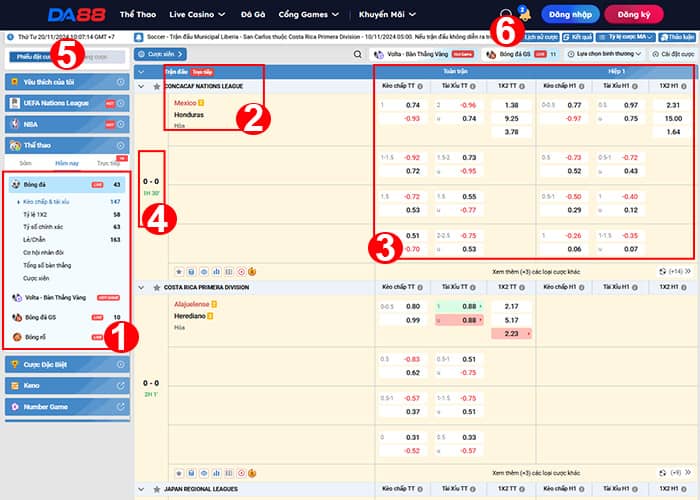Giao diện Cá Cược Bóng Đá tại Thể Thao DA88